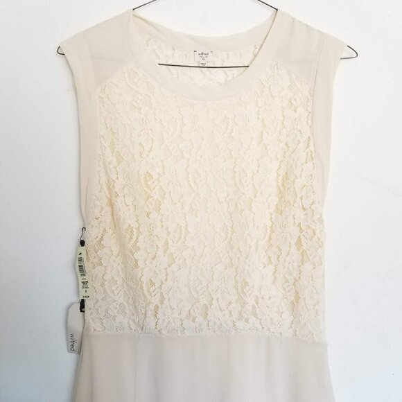 NEW Aritzia Wilfred Sablons 100% Silk Floral Lace Ivory Dress Size 6 - Picture 8 of 16